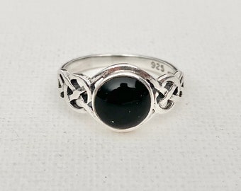 Vintage Sterling Silver Ring - Vintage Onyx Ring - 1993 Vintage Ring - Vintage Kit Heath Ring - Sterling Silver Celtic Ring Size 6 1/2 M 1/2