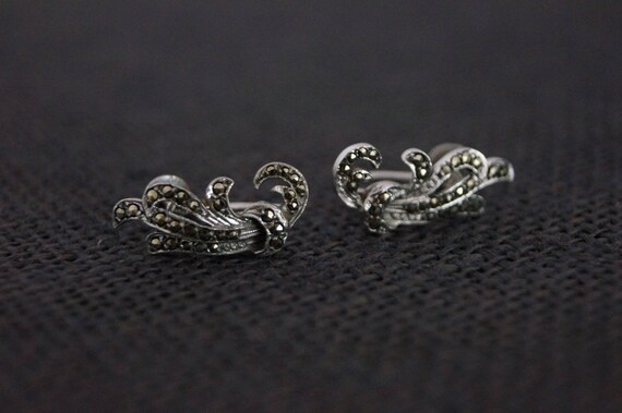 Vintage Sterling Silver Clip on Earrings - Vintag… - image 2
