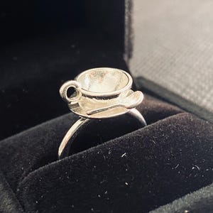 Vintage Sterling Silver Tea Cup Ring - Vintage Tea Cup Ring - Vintage Silver Tea Cup Ring - Vintage Tea Cup Jewellery - Size 5 1/2 or K 1/2