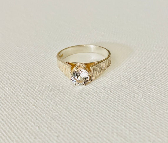 Vintage Sterling Silver Solitaire Ring - Vintage … - image 1