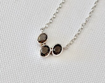 Vintage Sterling Silver Necklace - Vintage Silver Necklace - Vintage Smoky Quartz Necklace - Vintage Necklace - Gift for her