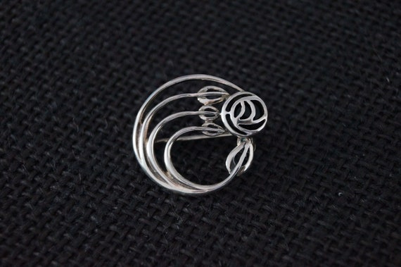 Vintage Sterling Silver Rose Brooch - Vintage Broo