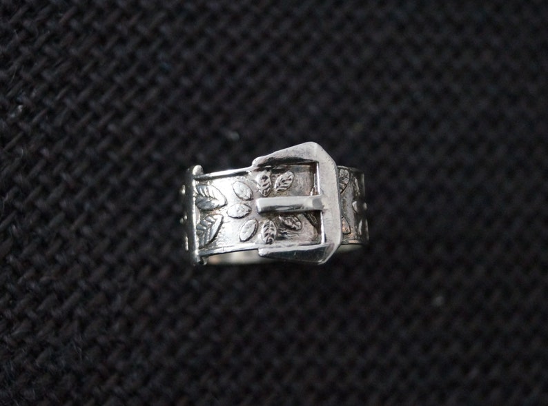 Vintage Silver Ring Large Vintage Buckle Ring size 7 12 or O 1978 Vintage Sterling Silver Ring Vintage Sterling Silver Buckle Ring