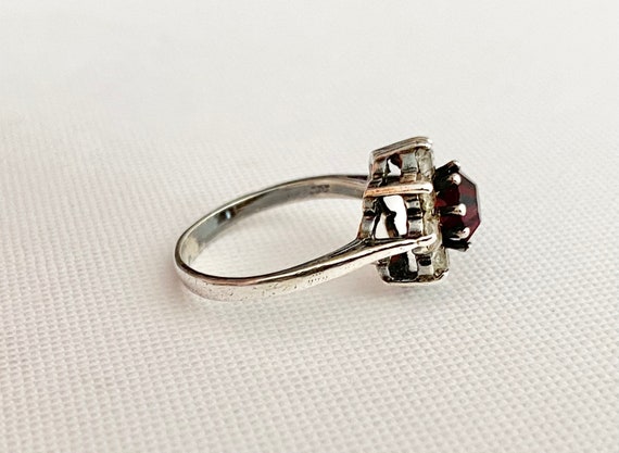 Vintage Sterling Silver Ruby Cluster Ring - Vinta… - image 7