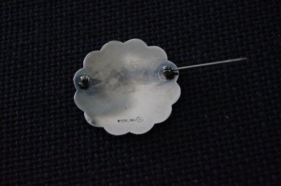 Vintage Sterling Silver Flower Brooch - Sterling … - image 4
