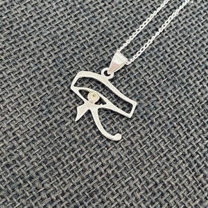 Vintage Sterling Silver Egyptian Pendant - Vintage Silver Eye of Horus Necklace - Egyptian Eye of Horus Pendant - Vintage Egyptian Necklace