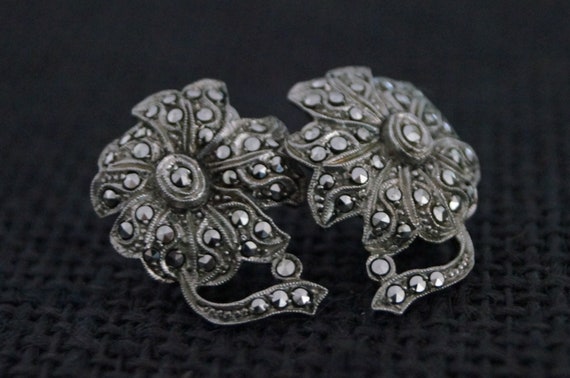 Vintage Sterling Silver Clip on Earrings - Vintage