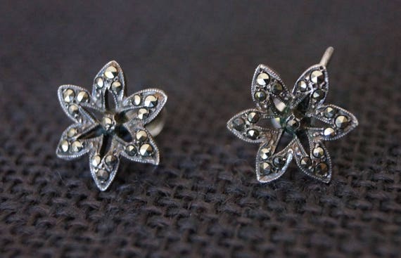 Vintage Sterling Silver Clip on Earrings - Vintage