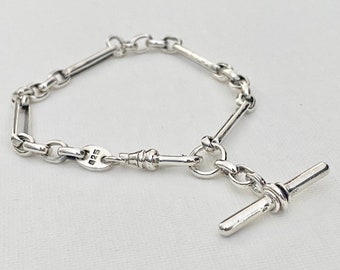 Vintage Sterling Silver Albert Chain T Bar Bracelet – Vintage Bracelet - Vintage Silver Bracelet - Vintage T Bar Bracelet - Gift for her