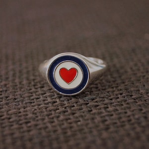 Vintage Sterling Silver Signet Ring - Vintage Signet Ring - Vintage Heart Ring - Vintage Heart Signet Ring - Heart Signet Size 6 1/2 or M