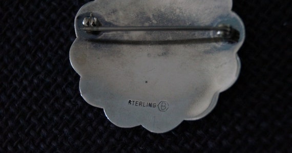 Vintage Sterling Silver Flower Brooch - Sterling … - image 6