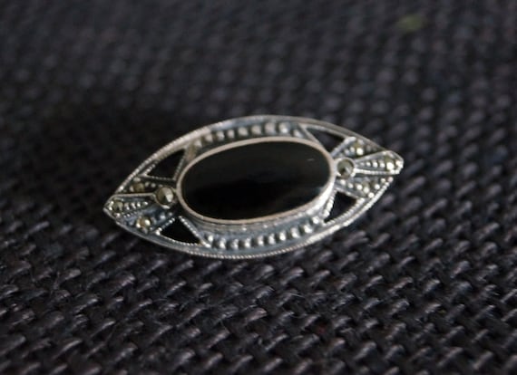 Vintage Sterling Silver Brooch - Vintage Marcasite