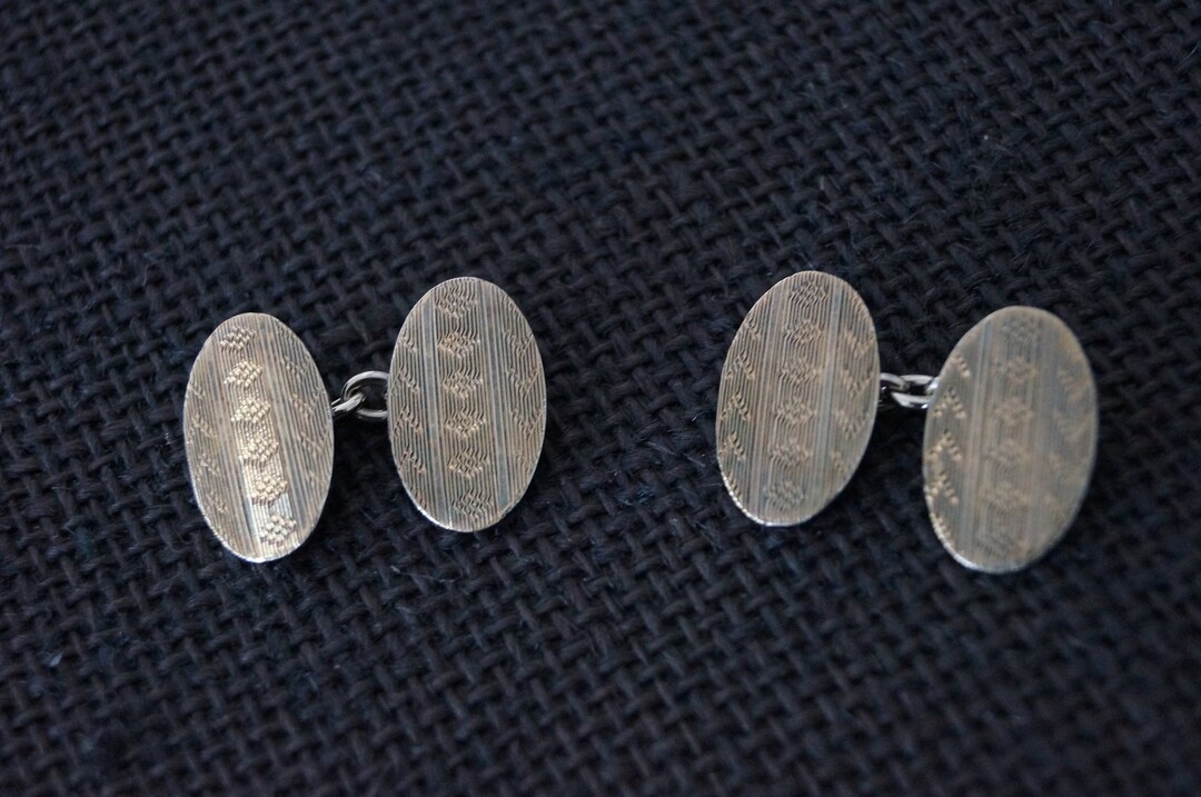 Boutons De Manchette Vintage Argentés - Style Printanier, Pour Homme, Occasion