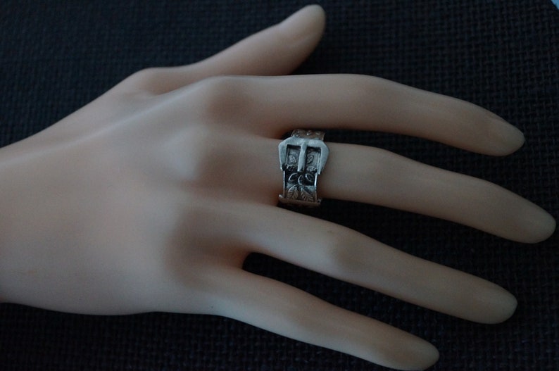 Vintage Silver Ring Large Vintage Buckle Ring size 7 12 or O 1978 Vintage Sterling Silver Ring Vintage Sterling Silver Buckle Ring