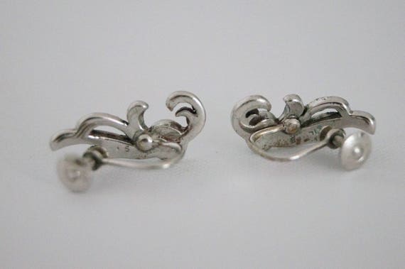 Vintage Sterling Silver Clip on Earrings - Vintag… - image 4