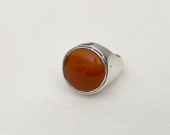 Vintage Sterling Silver Ring - Vintage Silver Ring - Silver Vintage Ring - Vintage Carnelian Ring - Vintage Pinky Ring - size 6 1/2 or M 1/2