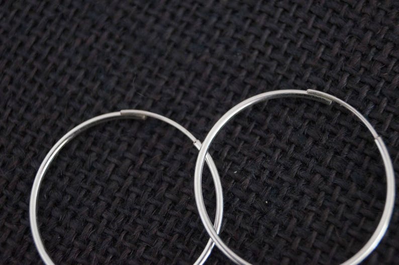 Silver Hoop Earrings Sterling Silver Hoop Earrings with embossed Sterling Silver disc Handmade Earrings Boho Earrings