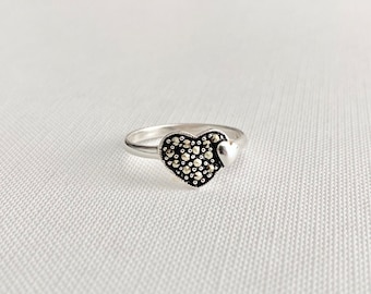 Vintage Sterling Silver Marcasite Ring - Vintage Silver