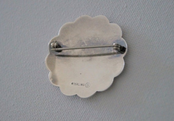 Vintage Sterling Silver Flower Brooch - Sterling … - image 9