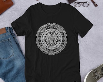 Futuristic Mandala Tech T-Shirt – Cyber Circuit Symbol Tee – Sci-Fi Sacred Geometry Shirt – Monochrome Graphic Unisex Top
