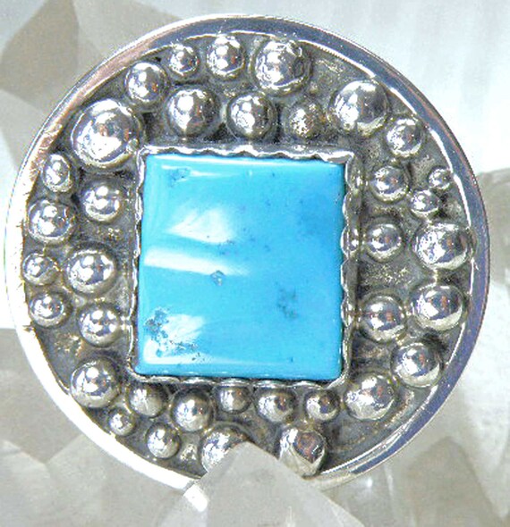 Vintage Sterling Silver Turquoise Pendant Brooch Handmade - Silver Turquoise Pendant Brooch