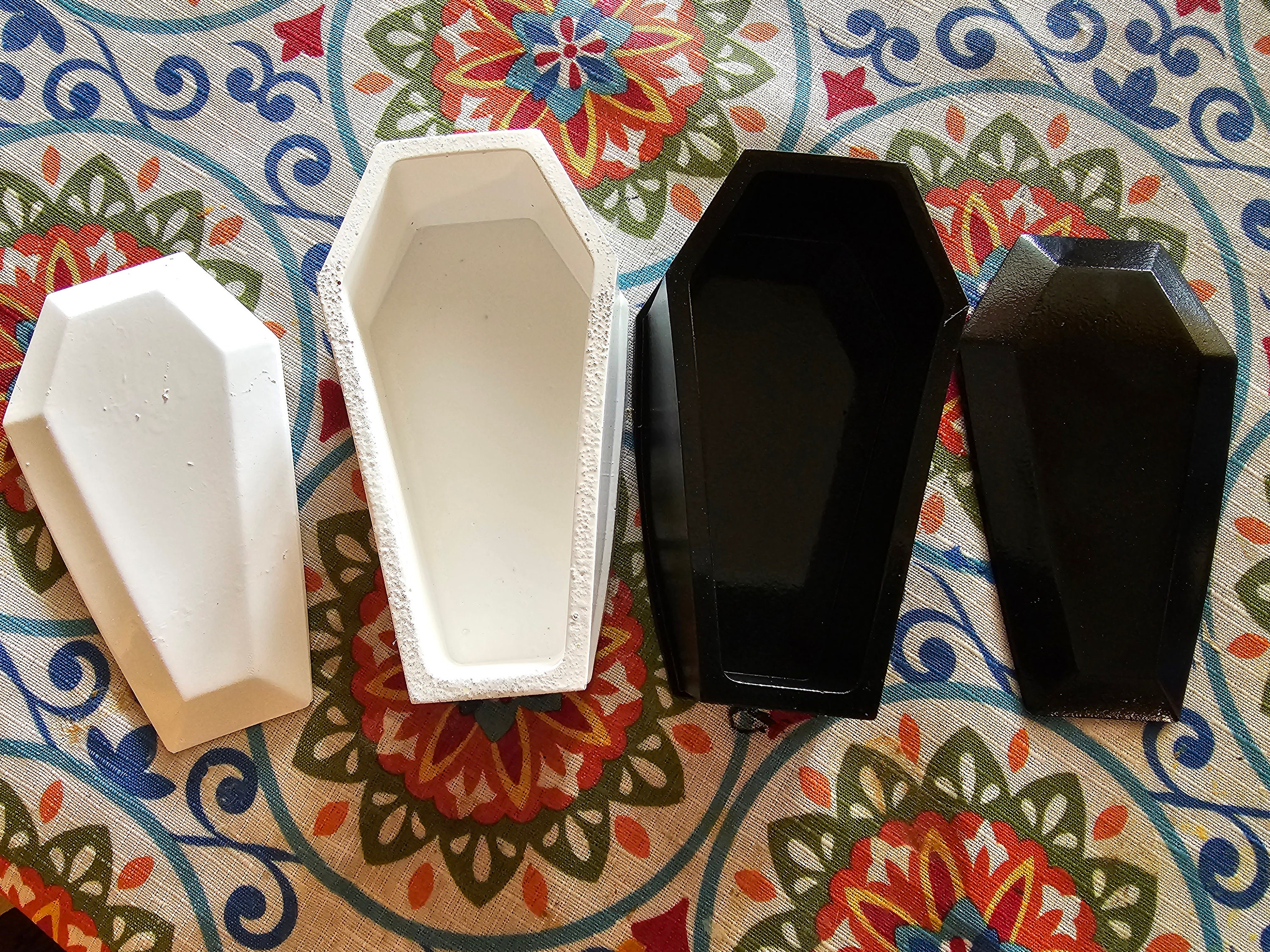 Resin Black White Coffin