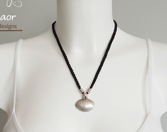 Silver plated pendant, short necklace, Tribal ethnic pendant necklace, Burning man jewelry woman, oval pendant