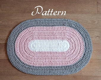 Pattern for oval rug, size of rug 33x21.6&quot;, small rug, crochet rug pattern, easy pattern, t-shirt yarn rug pattern, fast and easy pattern