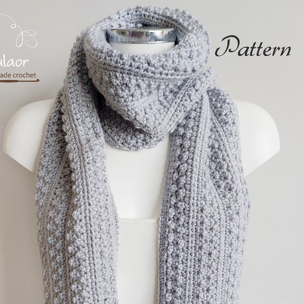 Pattern for crochet scarf, DIY crochet, PDF file for how to crochet a scarf, long scarf, Easy pattern, Men and woman scarf