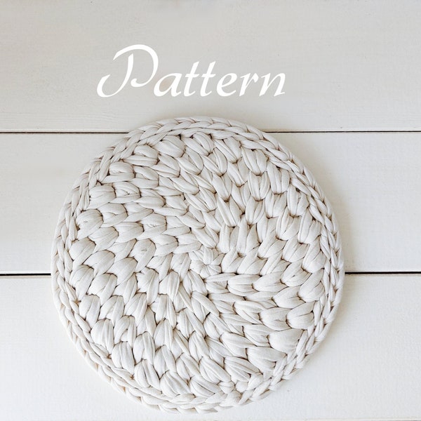 Crochet hot pad pattern, Pot coaster, quick pattern, round hot pad, crochet pattern, t-shirt yarn pattern, housewarming, 29cm,11.4" diameter