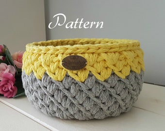Pattern for crochet basket, crochet pattern, round basket, diy pattern, storage bin pattern, honey b basket pattern, sturdy basket