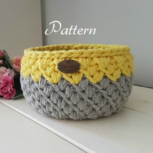 Pattern for crochet basket, crochet pattern, round basket, diy pattern, storage bin pattern, honey b basket pattern, sturdy basket