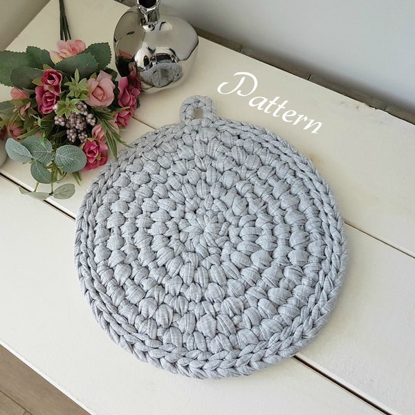 Crochet hot pad pattern, Pot coaster, easy pattern, round hot pad, crochet pattern, trivet pattern, t-shirt yarn pattern, housewarming