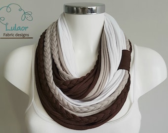 infinity scarf women,Festival scarf, scarf necklace, fabric scarf, cotton fabric scarf, brown scarf, loop scarf, warm scarf