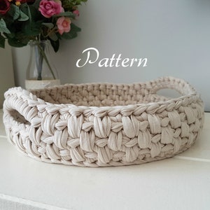 Pattern for crochet basket,crochet tshirt yarn basket pattern, crochet patterns, round basket pdf downlaod, easy crochet pattern,mika basket image 1