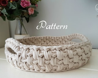 Pattern for crochet basket,crochet tshirt yarn basket pattern, crochet patterns, round basket pdf downlaod, easy crochet pattern,mika basket