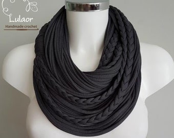 Chunky warm infinity  scarf for woman, t shirt infinity scarf, loop scarf, fabric scarf, cotton fabric scarf, chunky scarf, big scarf