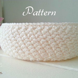 Pattern for crochet basket, sharon basket, pattern for white basket, crochet bowl, round basket