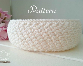 Pattern for crochet basket, sharon basket, pattern for white basket, crochet bowl, round basket