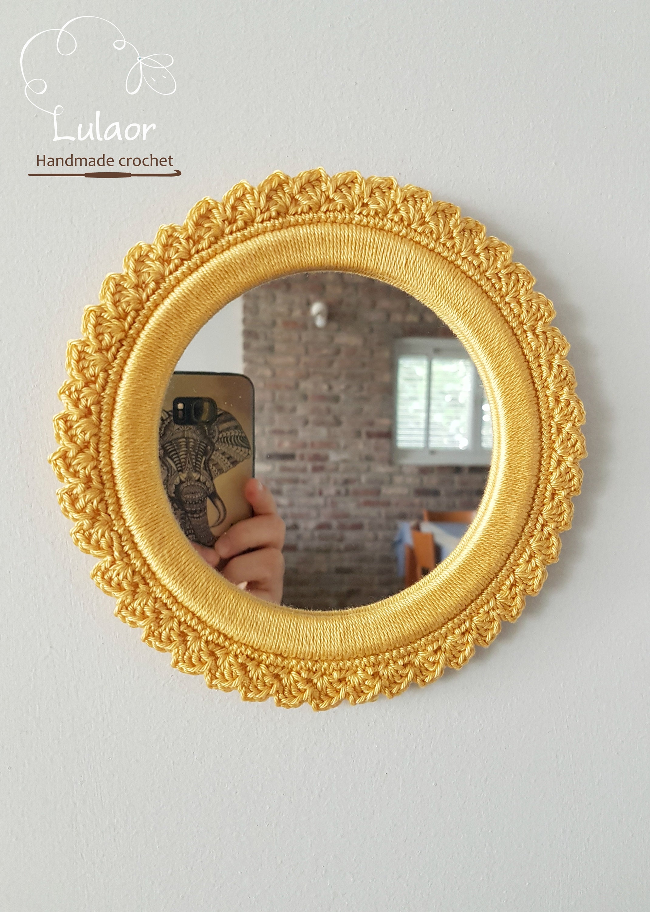 Crochet Mirror Small Round Mirror Shabby Chic Mirror Etsy
