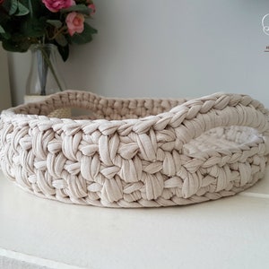Pattern for crochet basket,crochet tshirt yarn basket pattern, crochet patterns, round basket pdf downlaod, easy crochet pattern,mika basket image 3