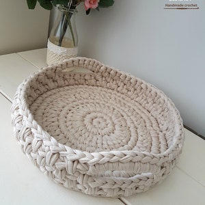 Pattern for crochet basket,crochet tshirt yarn basket pattern, crochet patterns, round basket pdf downlaod, easy crochet pattern,mika basket image 5