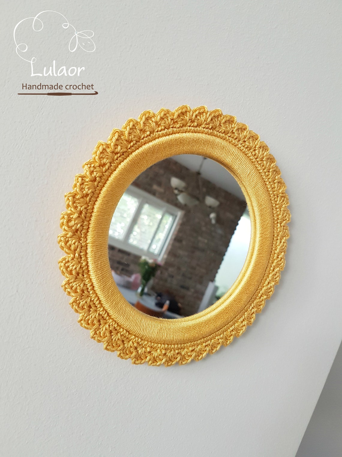 Crochet Mirror Small Round Mirror Shabby Chic Mirror Etsy