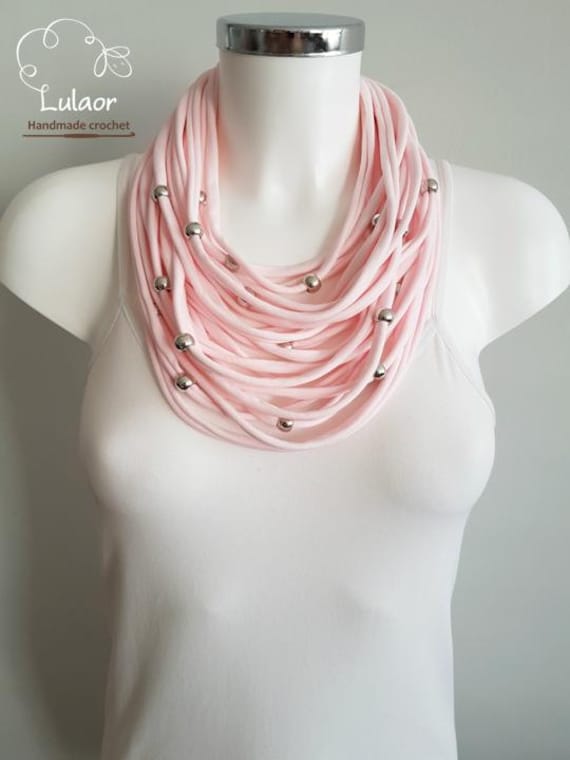 T Shirt Necklace Fabric Necklace Multi Strand Necklace Pink Etsy