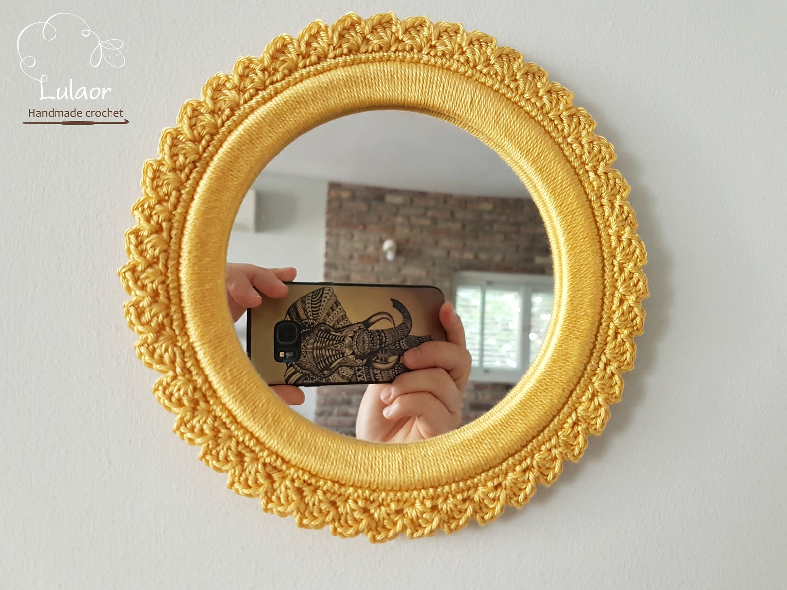 Crochet Mirror Small Round Mirror Shabby Chic Mirror Etsy