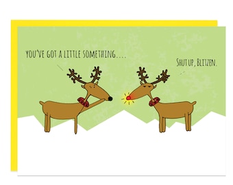 Funny Christmas Card, Funny Xmas Card, Christmas Gift, Funny Holiday Card, Christmas Card, Reindeer Art, Fun Xmas Gift