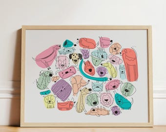 Colorful Cartoon Dog Print – Playful Puppy Art (Digital Download)