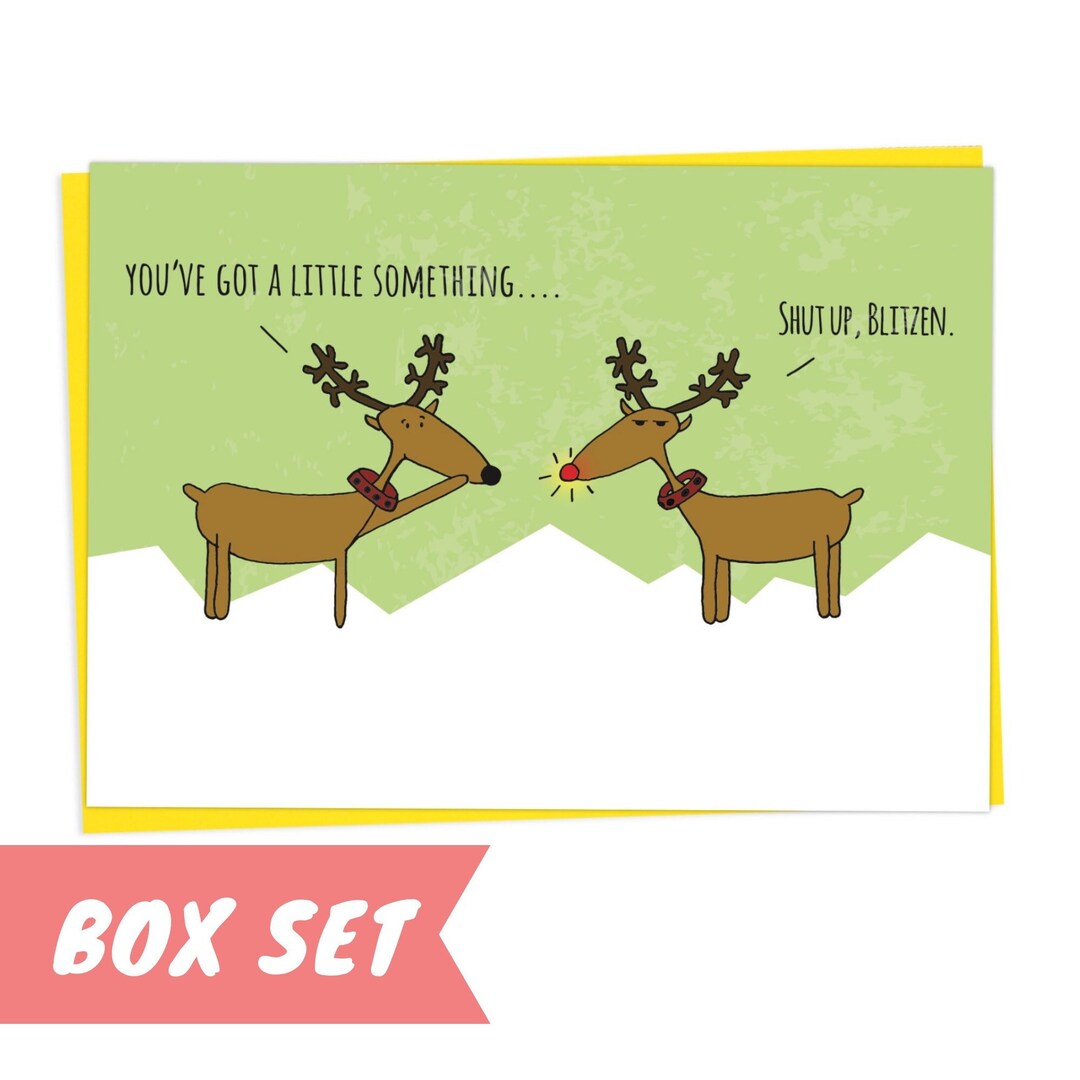 Set of 8 Christmas Cards, Funny Christmas Card, Box Set, Funny Xmas