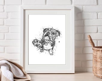 Hand Drawn Sketch Style Pet Portrait | Scribbly Custom Dog, Cat or Any Pet Drawing | Digital File from Photo | Funny Minimal Pet Art