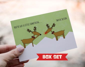 Funny Reindeer Christmas Card Set – Quirky Holiday Greeting (8-Pack)